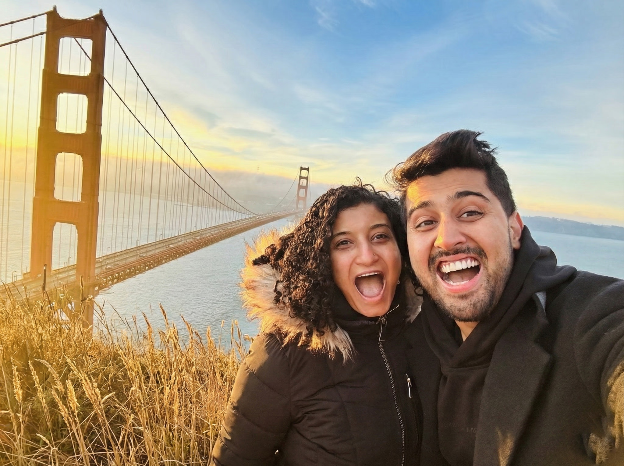 Alok and Nuha at the Golden Gate Bridge